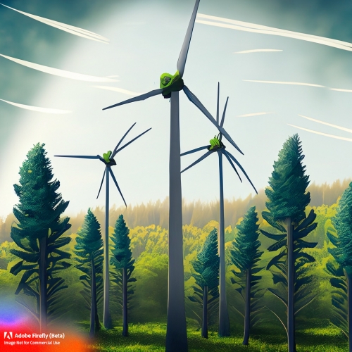 Firefly draw a forest with wind turbines 96137.jpg